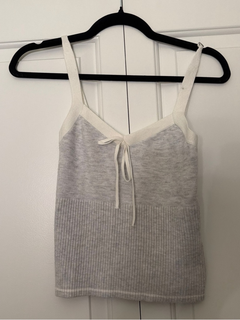 Gilly Hicks Gray and Cream Ribbed Knit Camisole